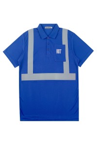 訂製藍色短袖工業制服  反光帶工程制服  救護反光Polo恤  救護中心 D424